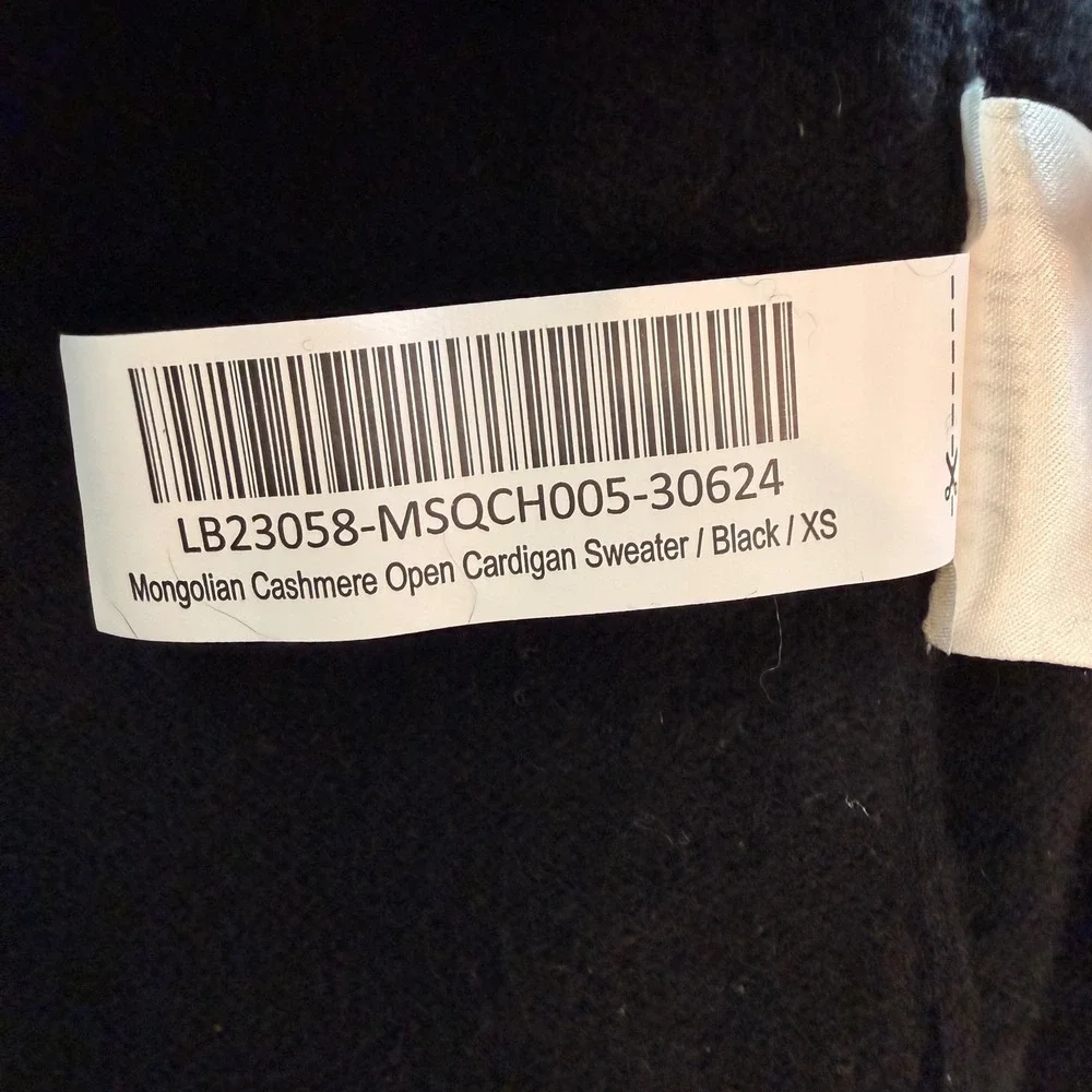 Quince Mongolian Cashmere Open Cardigan Sweater Pockets Shawl Trip Black XS NWT